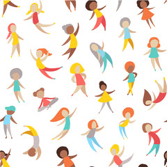 Set of people in motion.