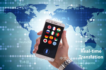 Concept of real time translation with smartphone app