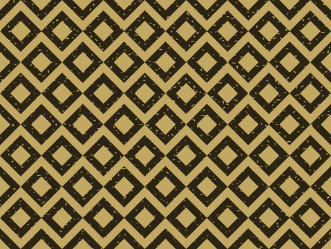 Seamless kraft paper brown and black grunge basic squares and zigzag pattern vector