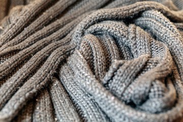 Beautiful grey background hand knitted textile