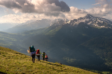 hiking in the mountains