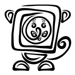 a lion of abstract figures and spirals