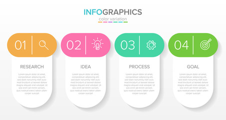 Vector infographic label template with icons. 4 options or steps. Infographics for business concept. Can be used for info graphics, flow charts, presentations, web sites, banners, printed materials.