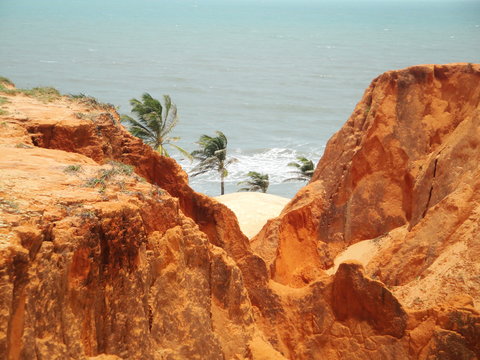 Cliffs close to Morro Branco beach in Beberibe, Ceara, Brazil.