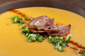 Split pea soup with smoked. Healthy homemade thick split soup.