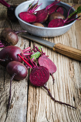 Fresh homegrown beetroots, plant based food, local produce