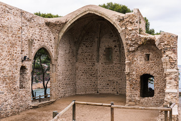 Ruins of a medieval monastery in Tossa de Mar, Catalonia (Spain)