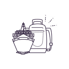 ship cruise boat with travel bag