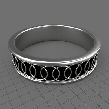Mens wedding ring with interlocking ring pattern