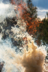 Smoke and flames, fire background