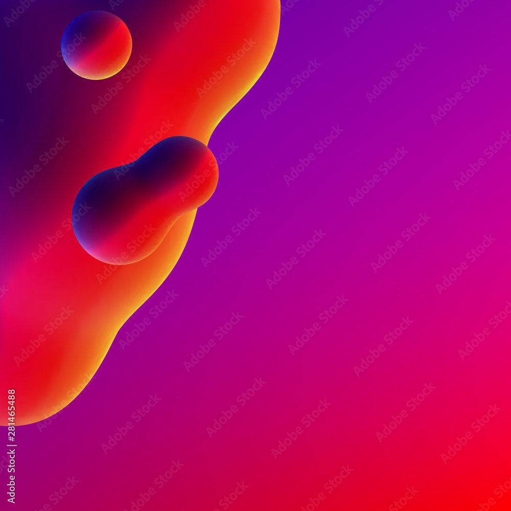 Poster fluid design liquid blobs with vibrant intense colors abstract background