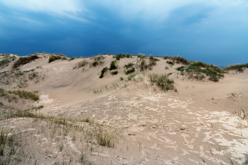 Fototapeta na wymiar Sandy coast of Baltic sea at Liepaja, Latvia.