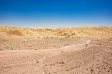 desert valley to horizon line with mountains background and ground trail scenery dry landscape photography 