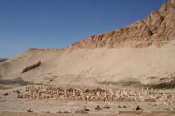 Deir el-Bahari prior to reconstruction efforts in early 20th century, hatsheput temple