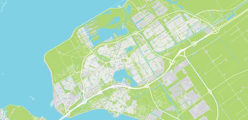 Urban vector city map of Almere, The Netherlands