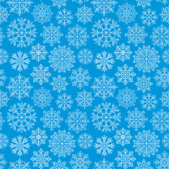 Decorative snowflakes, seamless background. Christmas decoration, winter pattern. Vector illustration
