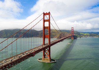 San Francisco Golden Gate Bridge Aerial View on Beautiful Day