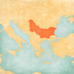 Map of Balkans - Bulgaria and Serbia