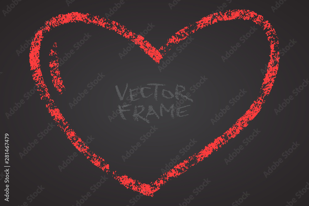 Poster frame drawn with a crayon. wax crayon empty shape. vector image of hand drawn stroke frame. red outl
