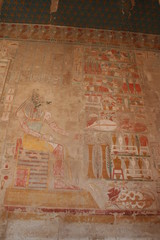 paintings and hieroglyphs inside the temple of hatchepsut, egypt