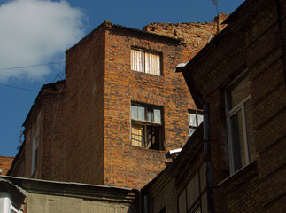 dilapidated brick building