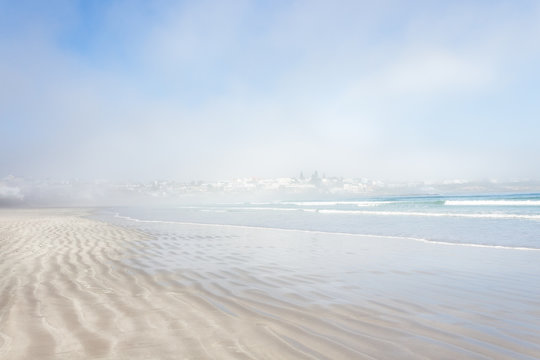 View of beach in the mist