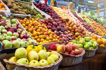 Assortment of fresh fruits at the market