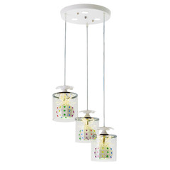 Ceiling light. Three-lamp chandelier isolated on white background