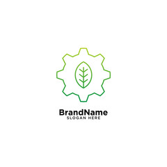 Fototapeta premium Green Leaf Technology Logo Design