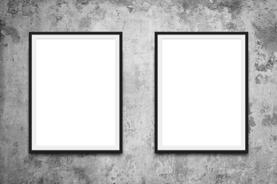 two picture frames hanging on wall mock-up -