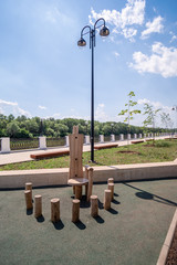 Embankment of the Urals. Plot city promenade with a playground