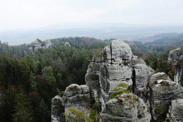 Tall rocks in the mountains.