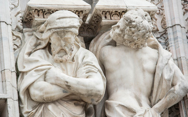 sculptures on the wall