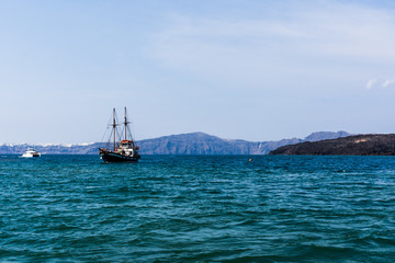 Obraz premium Nea Kameni volcanic island in Santorini, Greece
