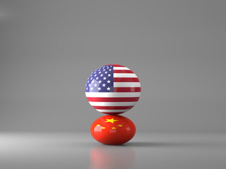 Superpower country flag America, China.business war concept.3D rendering