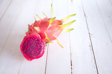 Dragon fruit or pitaya fruit on white background