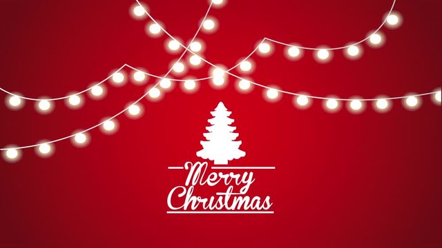merry christmas animation with pine tree