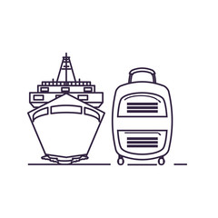 ship cruise boat with suitcase
