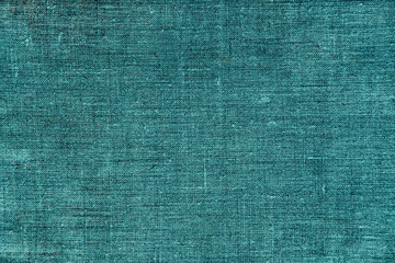 Natural eco tirquoise linen background with copyspace