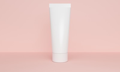 Mockup skin cream plastic tube packaging. 3d rendering