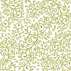 Seamless pattern. Vector olive branch.
