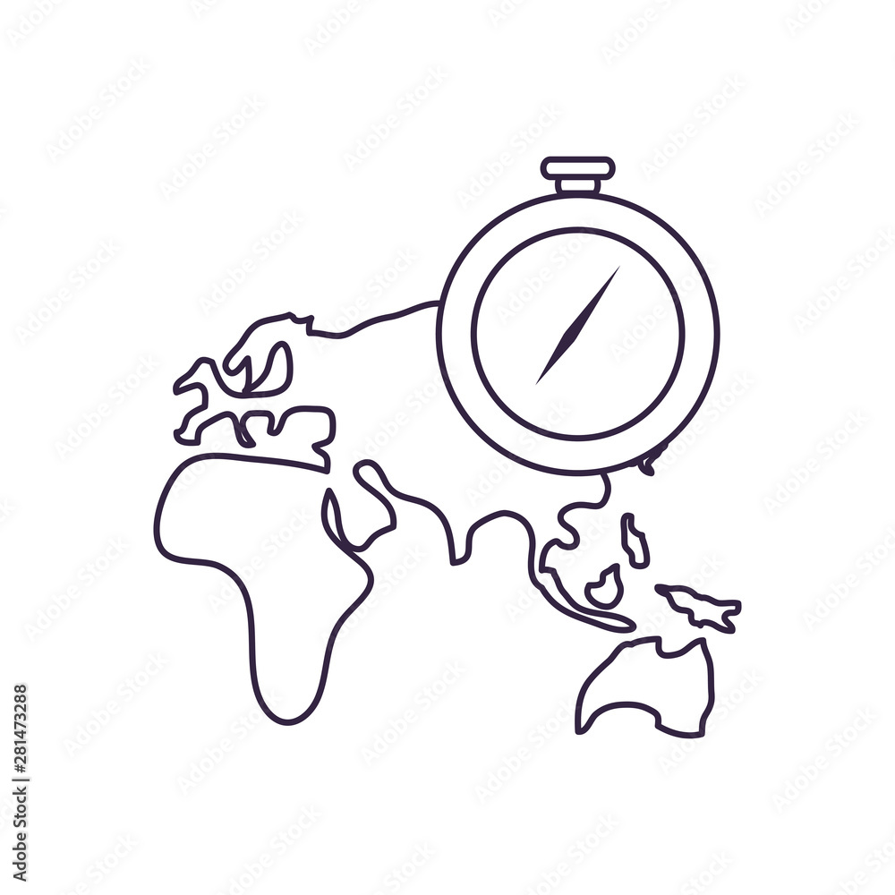 Poster compass guide device with map continents