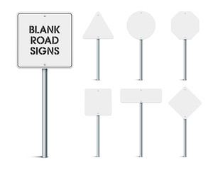 Blank road signs of different shapes as template