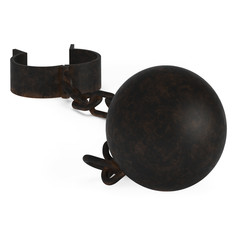 Shackles isolated on white background. 3D rendering.