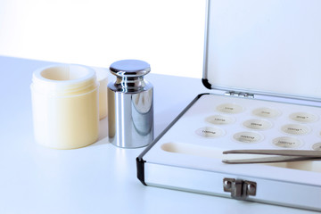 Conducting metrological measurements. Set of weights to measure the weight