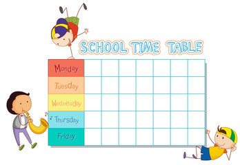 School time table with doodle boy