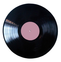 Black vinyl record isolated on white background