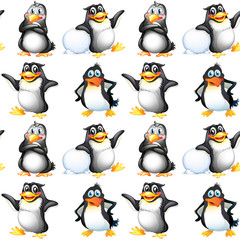 Seamless pattern tile cartoon with penguins