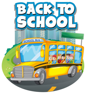 Back to school template with school bus