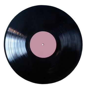 Black vinyl record isolated on white background